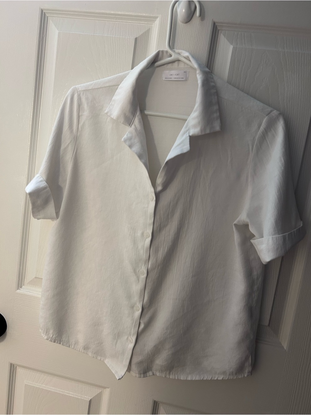 OAK + FORT White Short-Sleeve Button-Down Shirt